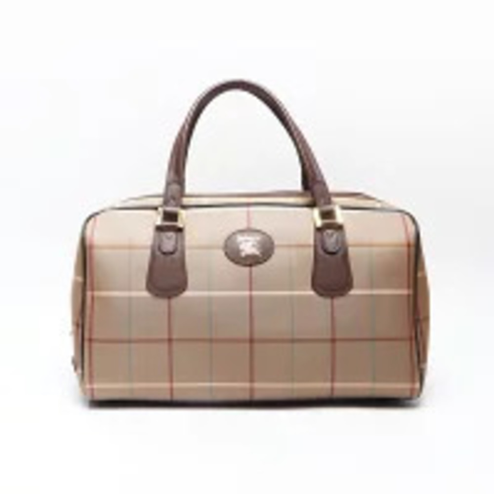 Burberry Canvas Boston Check Bag Beige